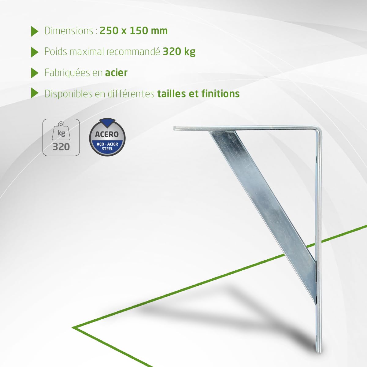 Supports d'étagères,VEVOR 160 x 100 x 45 mm,équerre d'étagère flottante robuste,6 pièces,supports pour étagères en L noir mat de 5 mm d'épaisseur, | Leroy Merlin