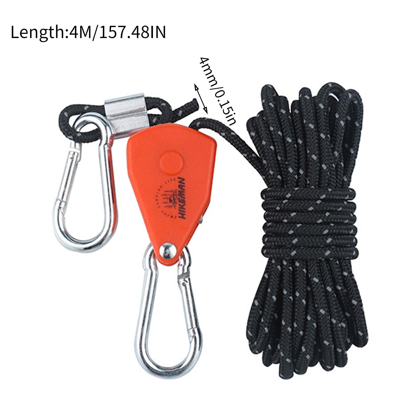 Corda Riflettente Per Tenda Da Campeggio 4 Mm Con Puleggia In Lega Di Zinco – 4 Corde Con Tendicavo Regolabile – Antivento - 2