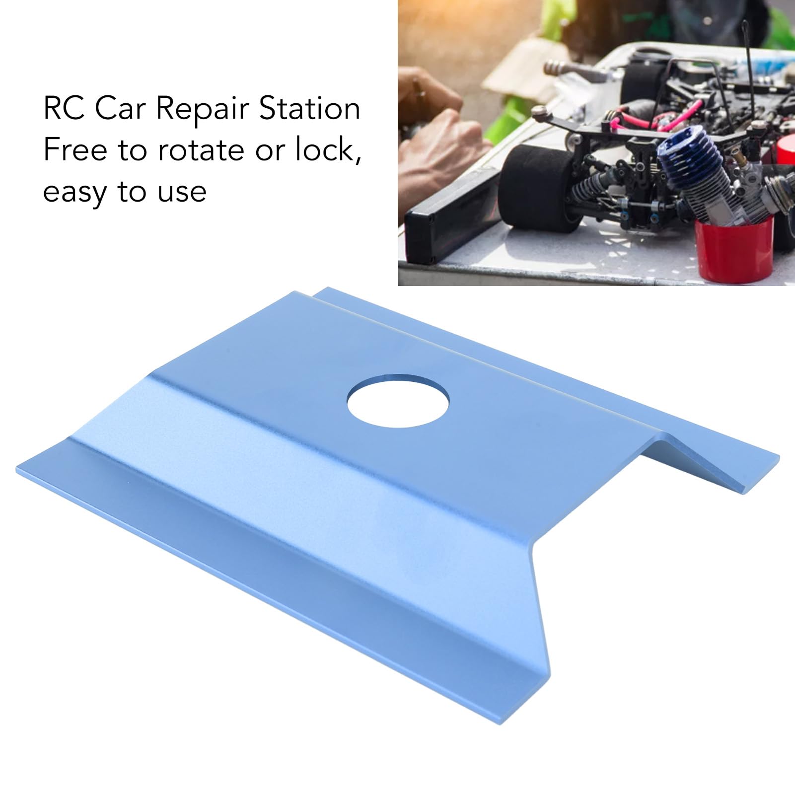 plplaaoo Estación de Trabajo de reparación de automóviles RC, Herramienta de Montaje de Soporte de Coche RC de aleación de Aluminio giratoria de 360 ​​Grados para entusiastas y Aficionados (Azul)