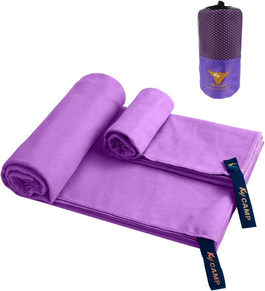 Tsonmall 2 Pack Microfiber Sports Towel Ultra Absorbent and Quick Drying for Sports Beach Camping Gym Swimming Travel Yoga