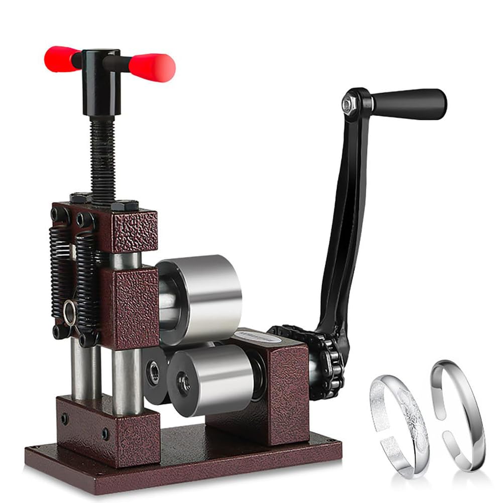 Ringpresse, Biegemaschine, Armbandbiegemaschine, verstellbare Metalljuwelen-Walzmühle, Löffelmacher, Formwerkzeug, Schmuck-Flachbieger, Edelstahl, leicht zu öffnen, graues Eisenrad
