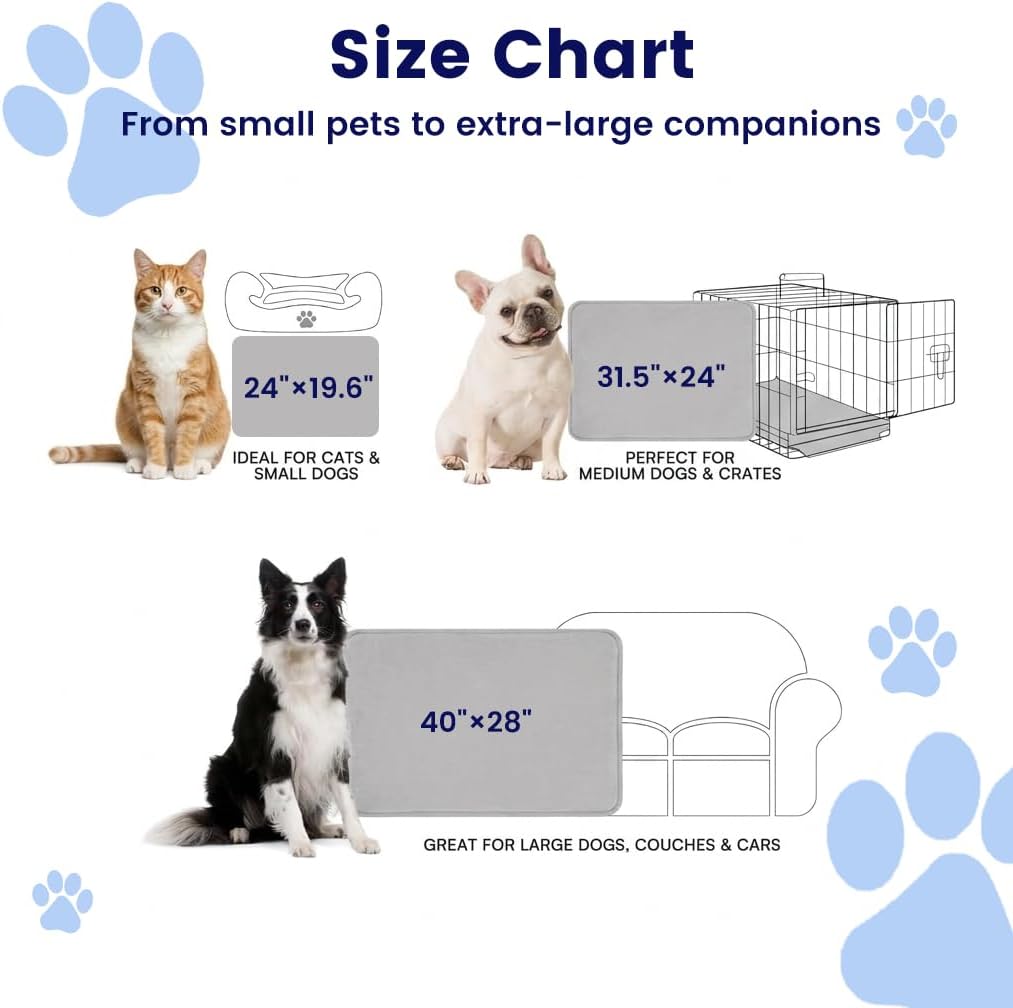 2 in 1 Cooling Dog Blanket Mat Extra Large, Q-Max>0.4 Washable Breathable Cold Crate Pad Kennel Bed Cover for Pets with Chill Cool Fiber 40"×28", Pearl Grey