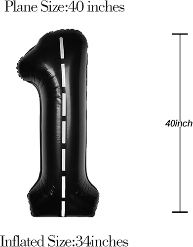 Miniatura 5 de Coche de carreras de 40 pulgadas, color negro, 1 globo con número grande de helio, pista de carreras de helio, 0-9, gigante, digital, 1 lámina de