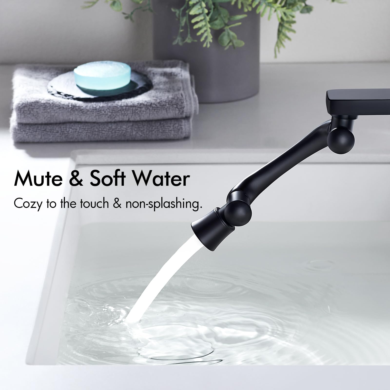 BAGNOLUX Extensor de grifo giratorio de 1080° para fregadero de baño o fregadero de cocina (negro mate1)