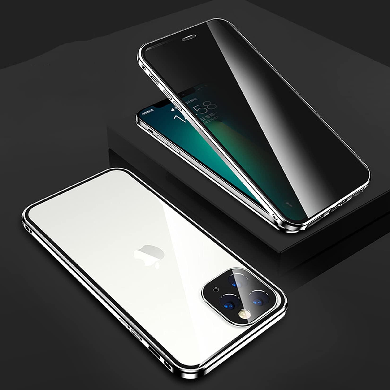 Compatible with IPhone13/13 Mini/13 Pro/13Promax Case Clear Tempered Glass Phone Case Full Body Cover with Privacy Screen Protector Anti Peeping Magnetic Shell