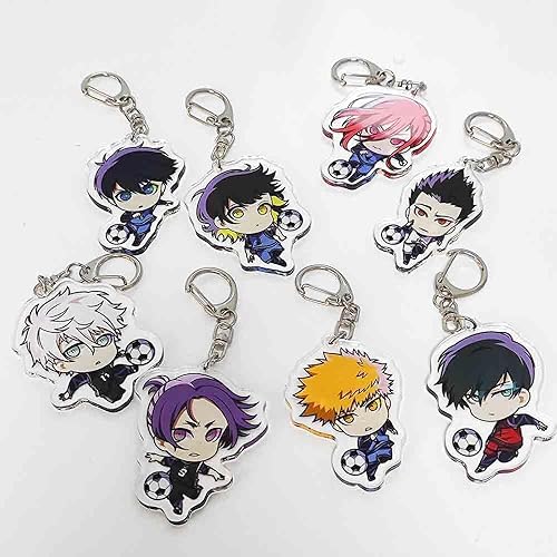 Miniatura 3 de JCvCX Anime Blue Lock Keychain Meguru Bachira Cosplay Keychains Hyouma Chigiri Acrylic Keychain Figure Keyring Car Key Chain