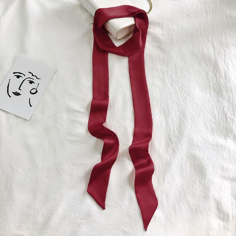 Long Thin Skinny Scarf Satin Neckerchief Ribbon Tie Waist Belt for Women3