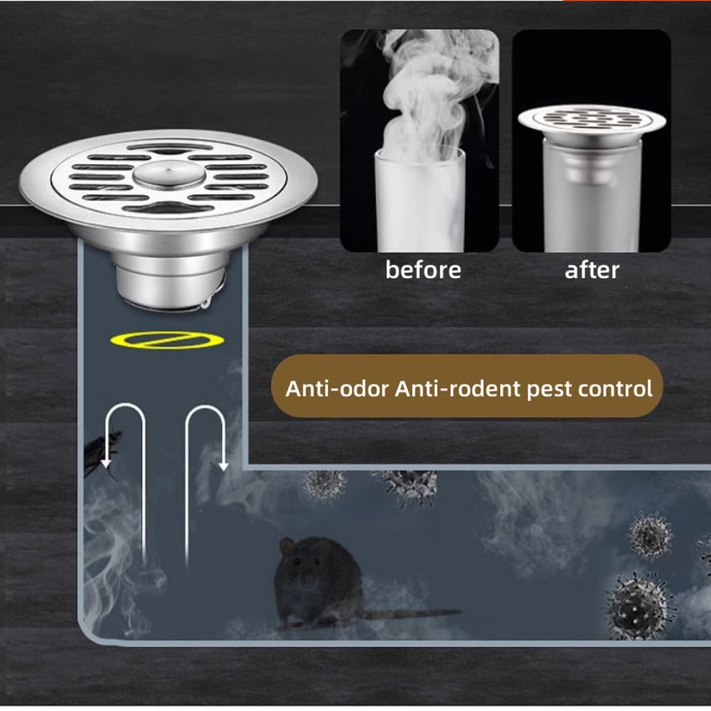 Desagües de Piso de Acero Inoxidable para Ducha, antiolores, para bañera, antifugas, atrapapelos, Accesorios de baño y Cocina, I, 1 Pieza (G 1 Pieza)
