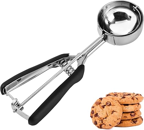Miniatura 10 de Cuchara mediana para galletas, cucharas de 2 cucharadas para hornear galletas, cuchara de masa de galletas, con resorte, agarre cómodo