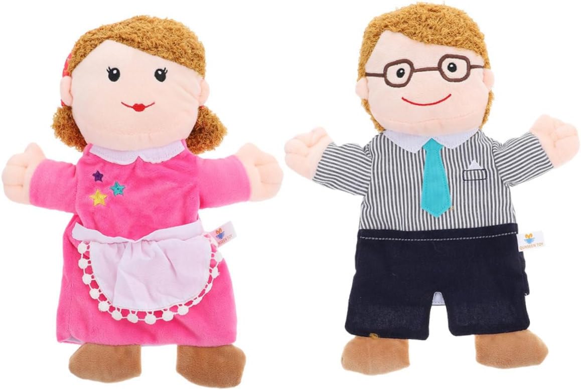 Generic 2pcs Family Hand Puppets for Adults Soft Plush Parent Puppets for Storytelling Role Play Educational Fun Boys and Birthday 2pcs