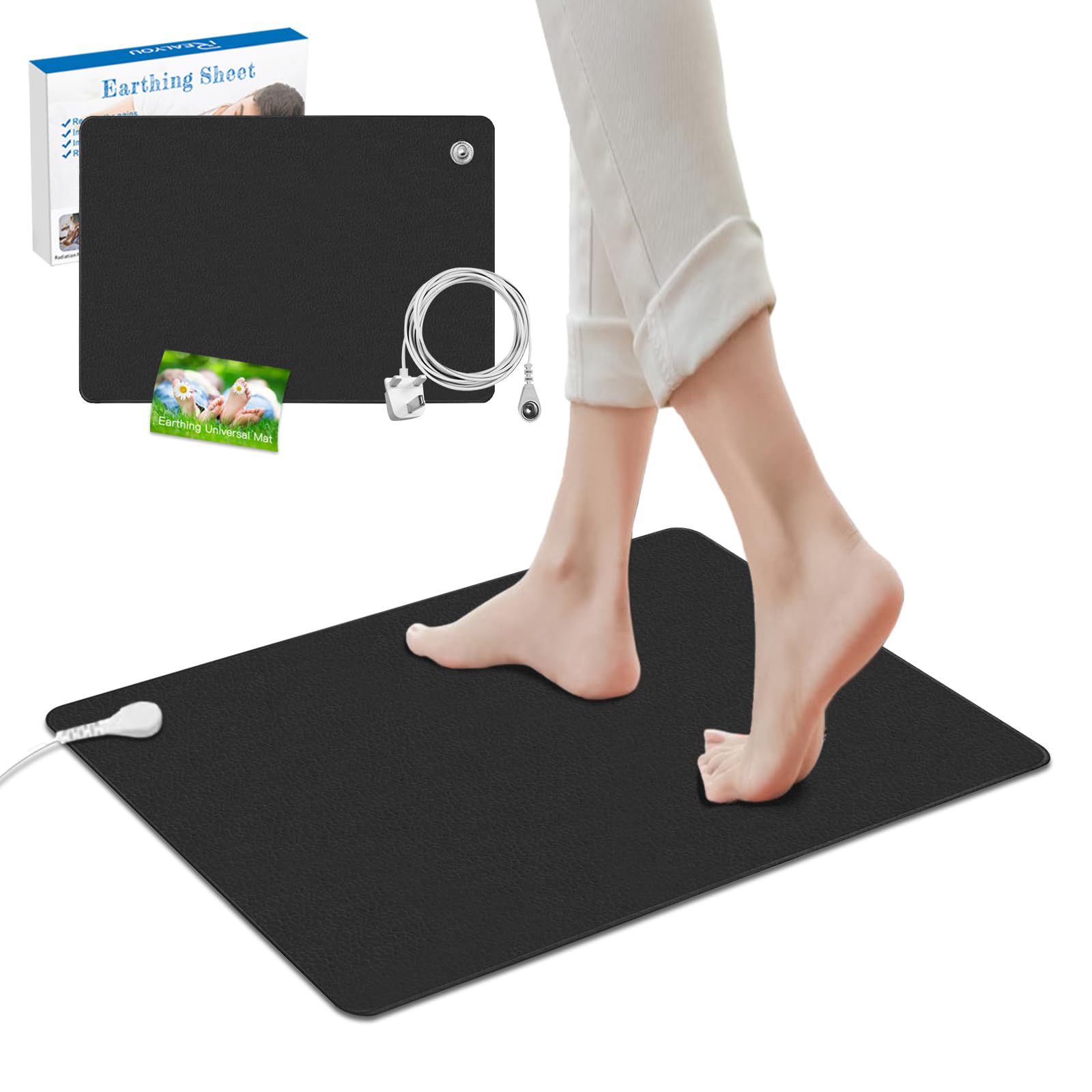 Grounding Mat Earthing UK for Improved Sleep, 45X65cm Earth Mat Grounding Sheet for Improved Sleep, Reduced Anxiety, Pain, Inflammation, Headache Relief, Balance (45X65CM)