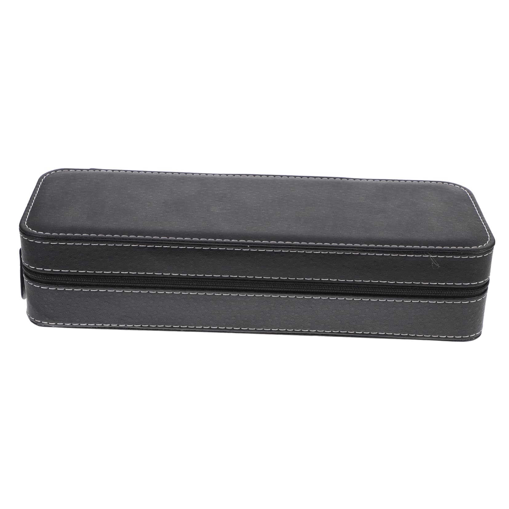 FRCOLOR Elegant Watch Storage Box with Zipper Closure Slot Organizer for Home Display Travel Scratch PU Watch Case for Men Women Stylish Watch Wrapping Box
