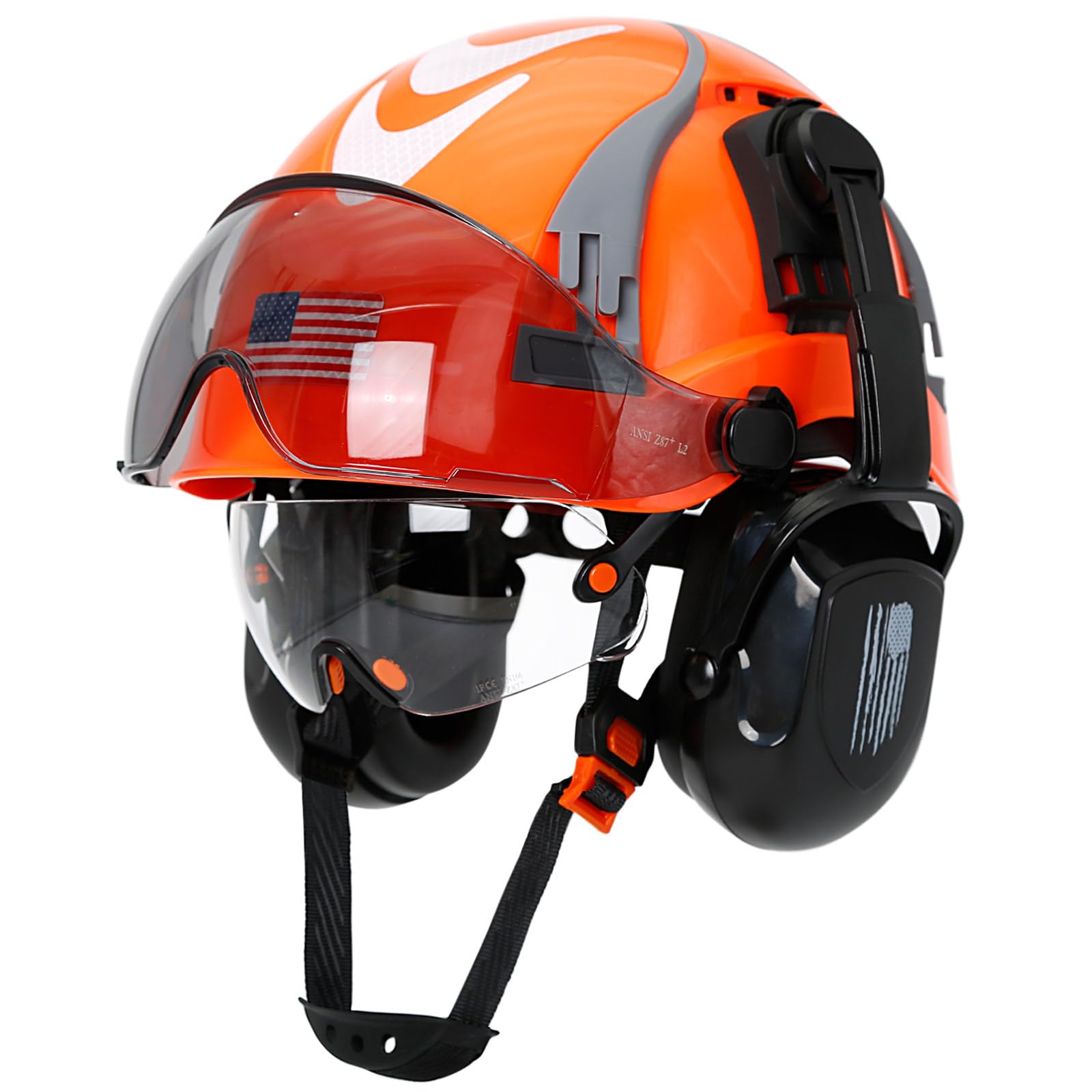 Aolamegs Safe Hard Hat with Dual Visor and Hearing Protection-OSHA Approved Construction Hard Hats with Visor Sunglasses Earmuffs for Men,Vented