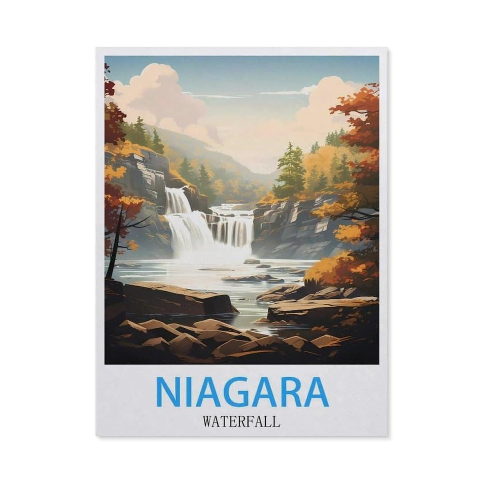 BEAYODKP Diamond Painting，Niagara Waterfall Vintage Travel Posters，Diamond Painting Art Embroidery Cross Stitch Pictures Gift Wall Decoration（40 x 50 cm/15.74 x 19.68 inches）-BX56