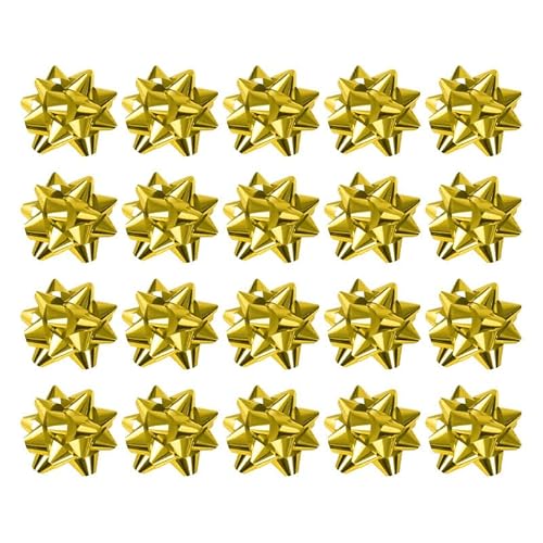 BroLuka 20 x Gold Metallic Gift Bows Self Adhesive Decorative Beautiful Gift Wrapping Pull Bows for Christmas, New Year & Party Presents (Gold)
