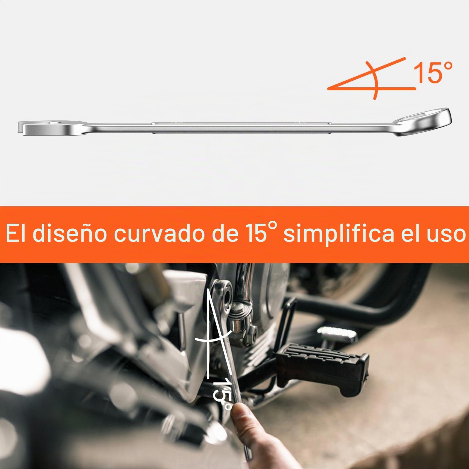 Mesybveo 14 Piezas Juego de Llaves Trinquete Combinadas, 8-24mm Llaves Fijas con Carraca de Acero al Cromovanadio, Llaves Planas de 12 Dientes con Funda Enrollable, para Fijar y Desmontar