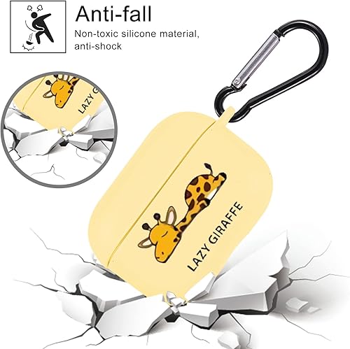 Miniatura 3 de Funda de jirafa para dormir compatible con Airpods Pro, TPU suave amarillo, soporta carga inalámbrica a prueba de golpes, funda protectora para