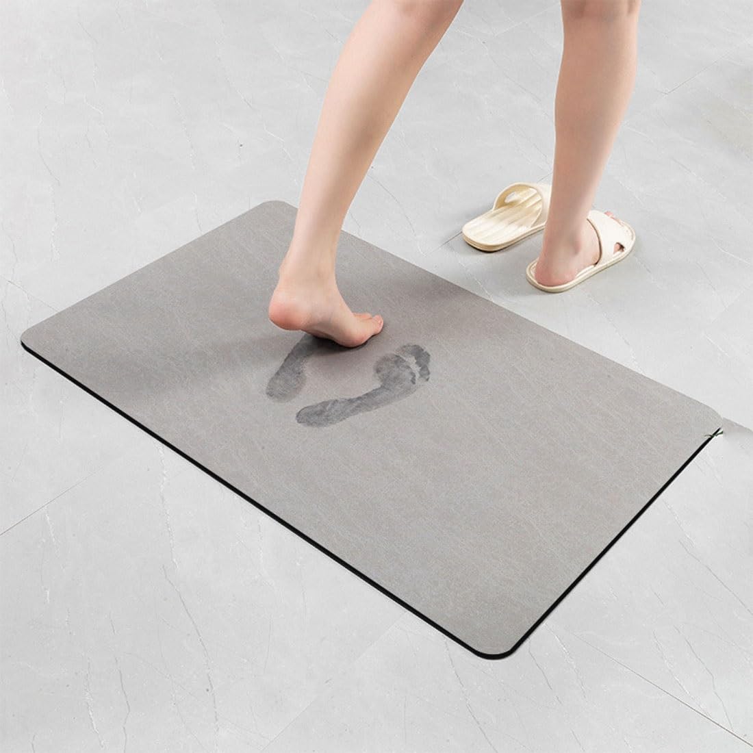 Tapis de bain diatomée séchage rapide gris 50x80 cm antidérapant pour baignoire