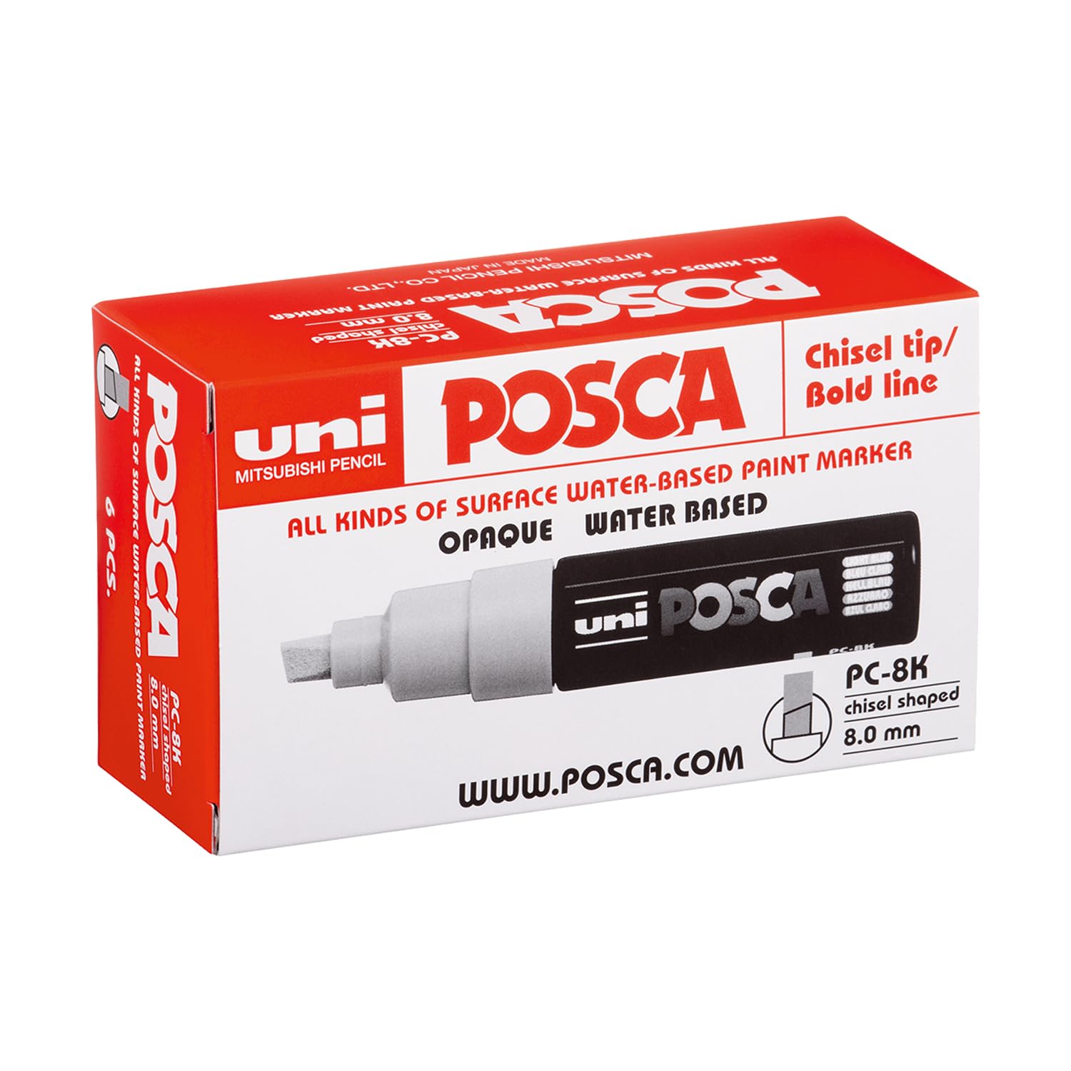 Posca Rotuladores PC-8K Naranja 6 Unidades