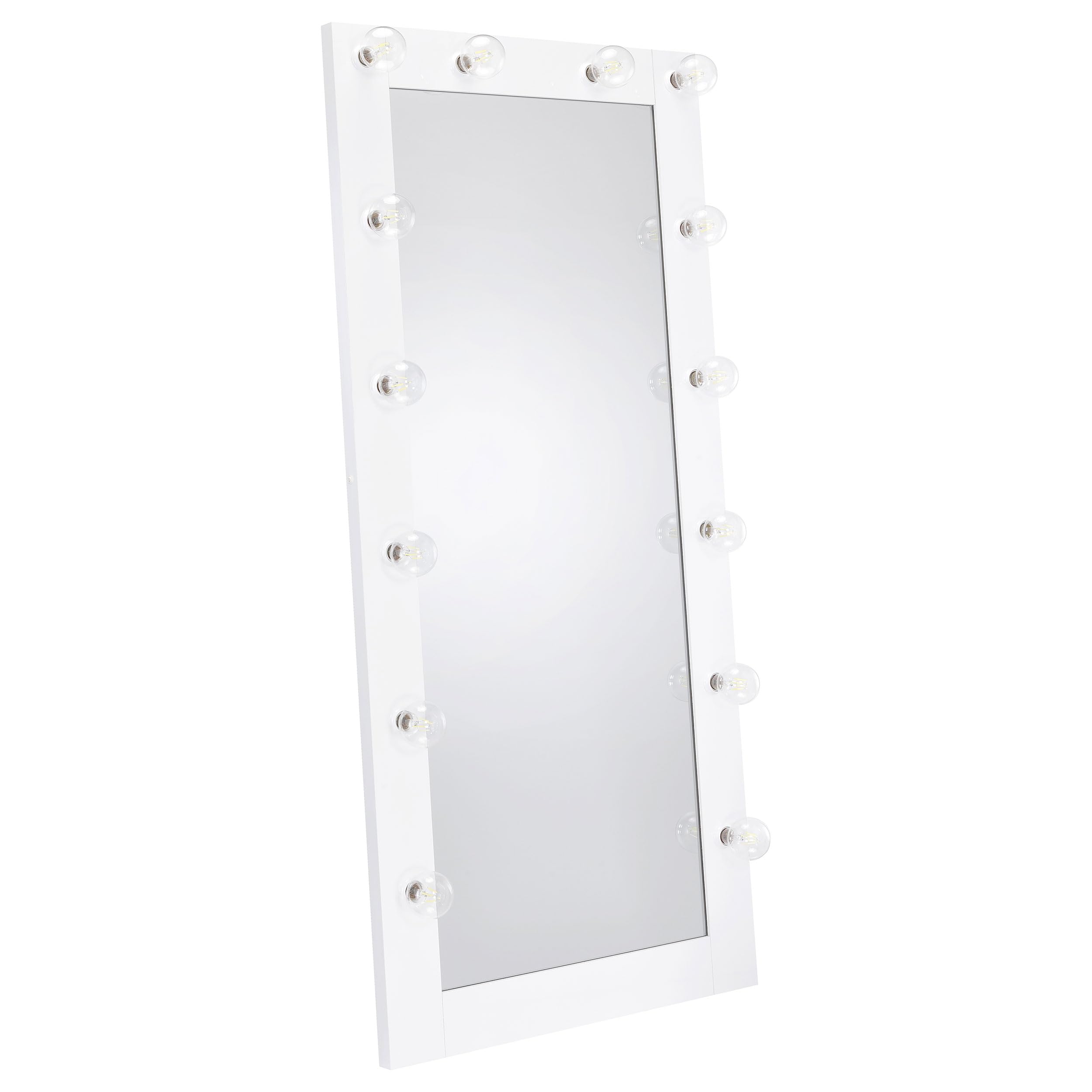 Coaster Home Furnishings - Zayan - MDF & Paper Veneer - 32x71-Inch Full-Length Floor Mirror with LED Lighting and 2-Way Switch - Bedroom - White Gloss - 969558