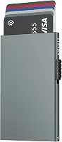Porta-cartões de crédito minimalista, com proteção RFID, fina, de metal, porta-cartões, Cinza espacial, Taille unique, Minimalista