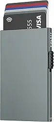 Carteira fina de metal minimalista com porta-cartões pop-up com proteção RFID, Cinza espacial, Taille unique, Minimalista