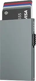 Porta-cartões de crédito minimalista, com proteção RFID, fina, de metal, porta-cartões, Cinza espacial, Taille unique, Minimalista