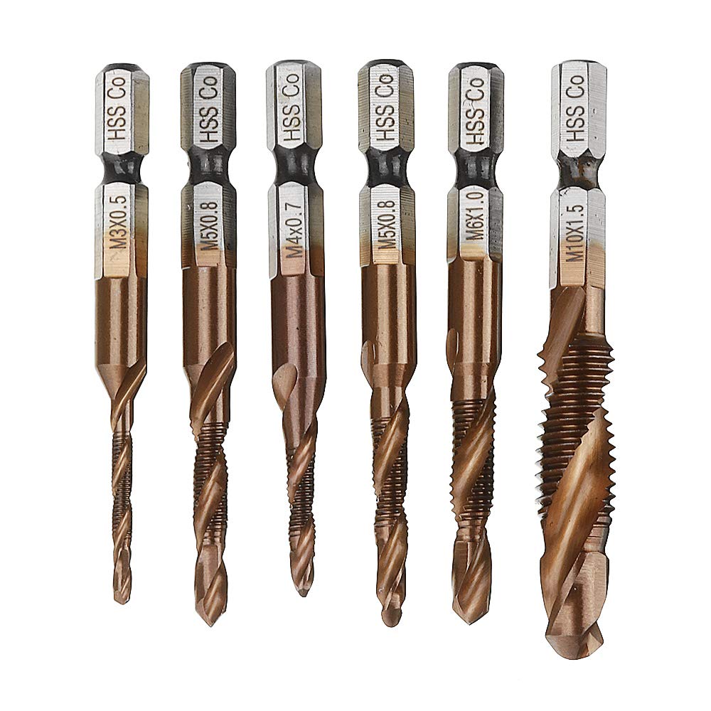 KUNSE HSS Co M35 Cobalt Combination Drill Tap Bit M3-M10 Deburr Countersink Drill Bit-M3 x 0.5