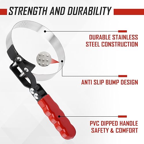 Miniatura 5 de SPARKWHIZ Juego de llaves de filtro de aceite, herramienta de extracción de filtro de aceite 2-34" - 5-14"