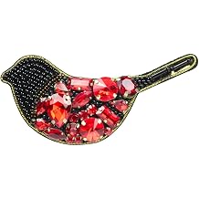 Embroiderymaterial Handmade Crystal Rhinestones Bird Shape Brooch Pin Jewelry in Red/Black Color for Women - 1 Piece