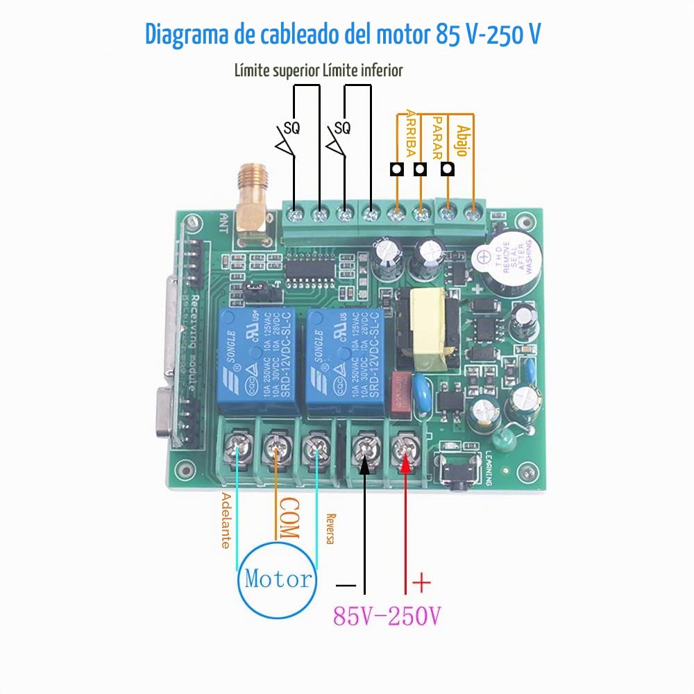 AC 85V 110V 120V 220V 250V Motor de 2 canales Interruptor remoto hacia adelante y hacia atrás Interruptor remoto del motor Interruptor de control remoto Interruptor inalámbrico (2* Controlador)