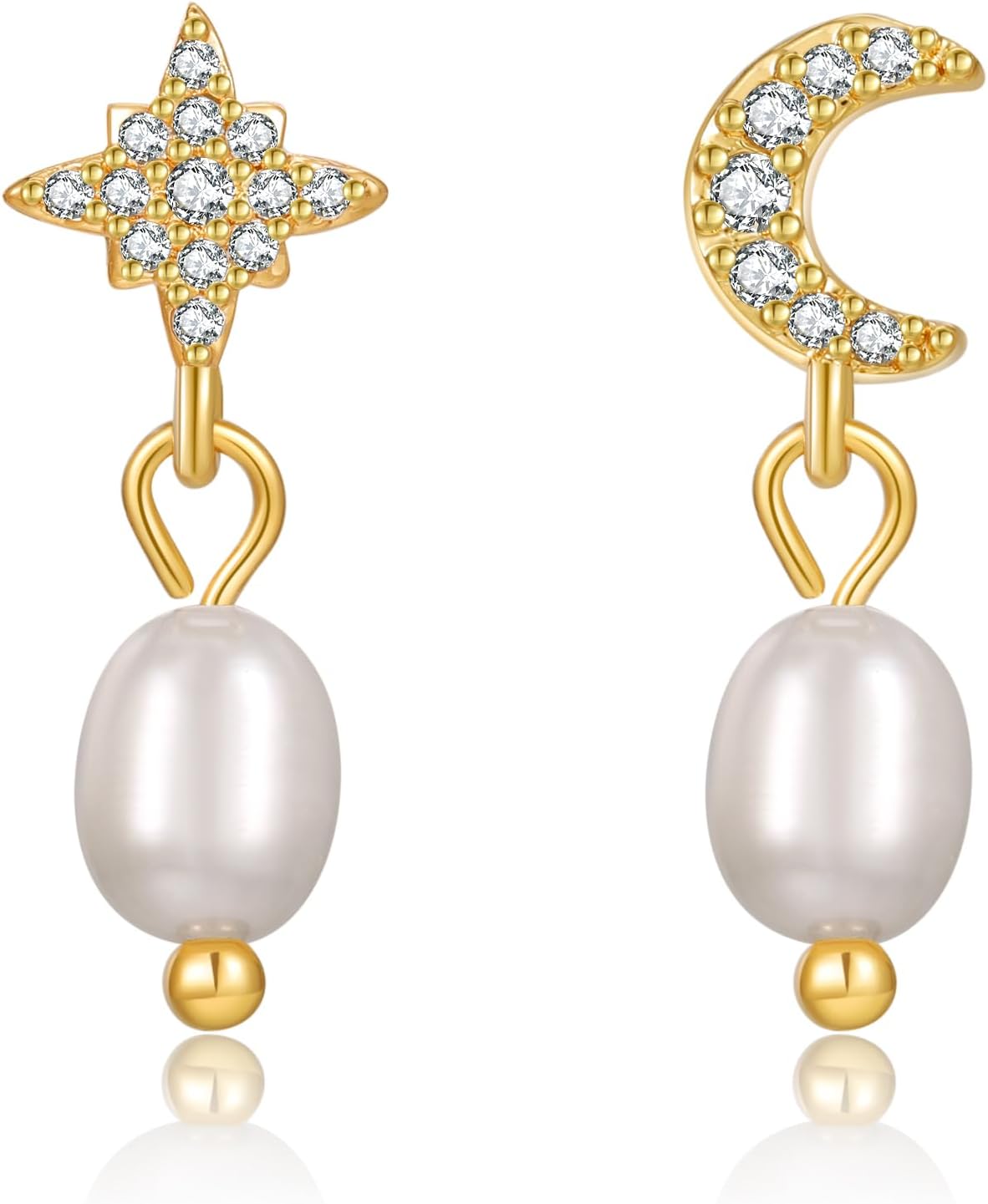 Pearl Earrings for Women 14K Gold Freshwater Pearl Hoop Earring Dangle Drop Wedding Earrings Bridal Bridesmaid Jewelry Gifts for Women