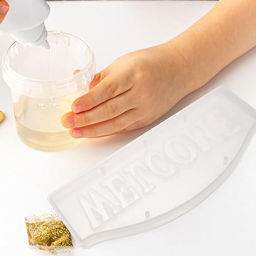 Miniatura 6 de EXCEART Molde de fundición de palabras de bienvenida, moldes de letras de bienvenida, moldes para hacer manualidades, molde de silicona para