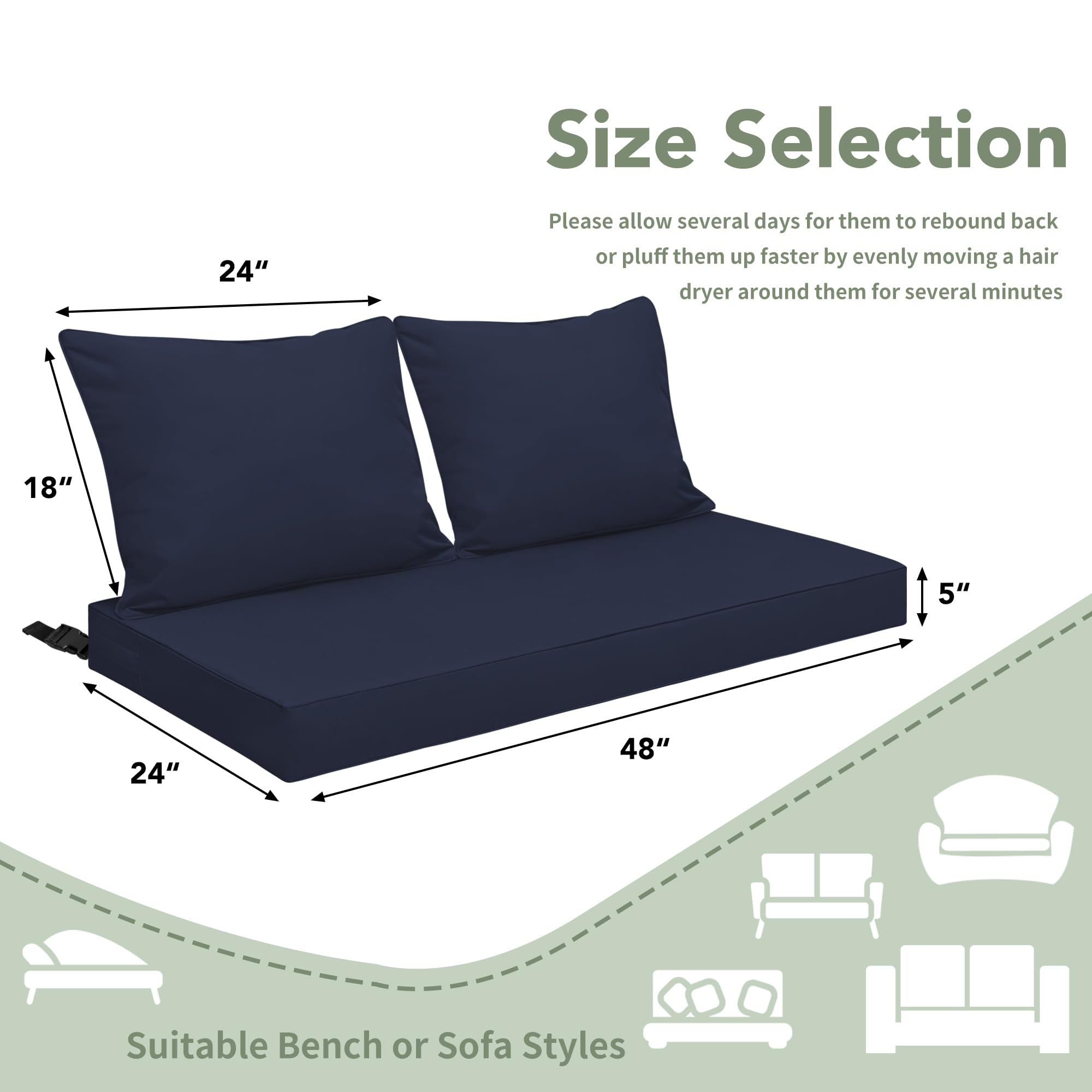 Outdoor Cushions 24 X 48 Cushion Outdoor Loveseat Cushion Set 48