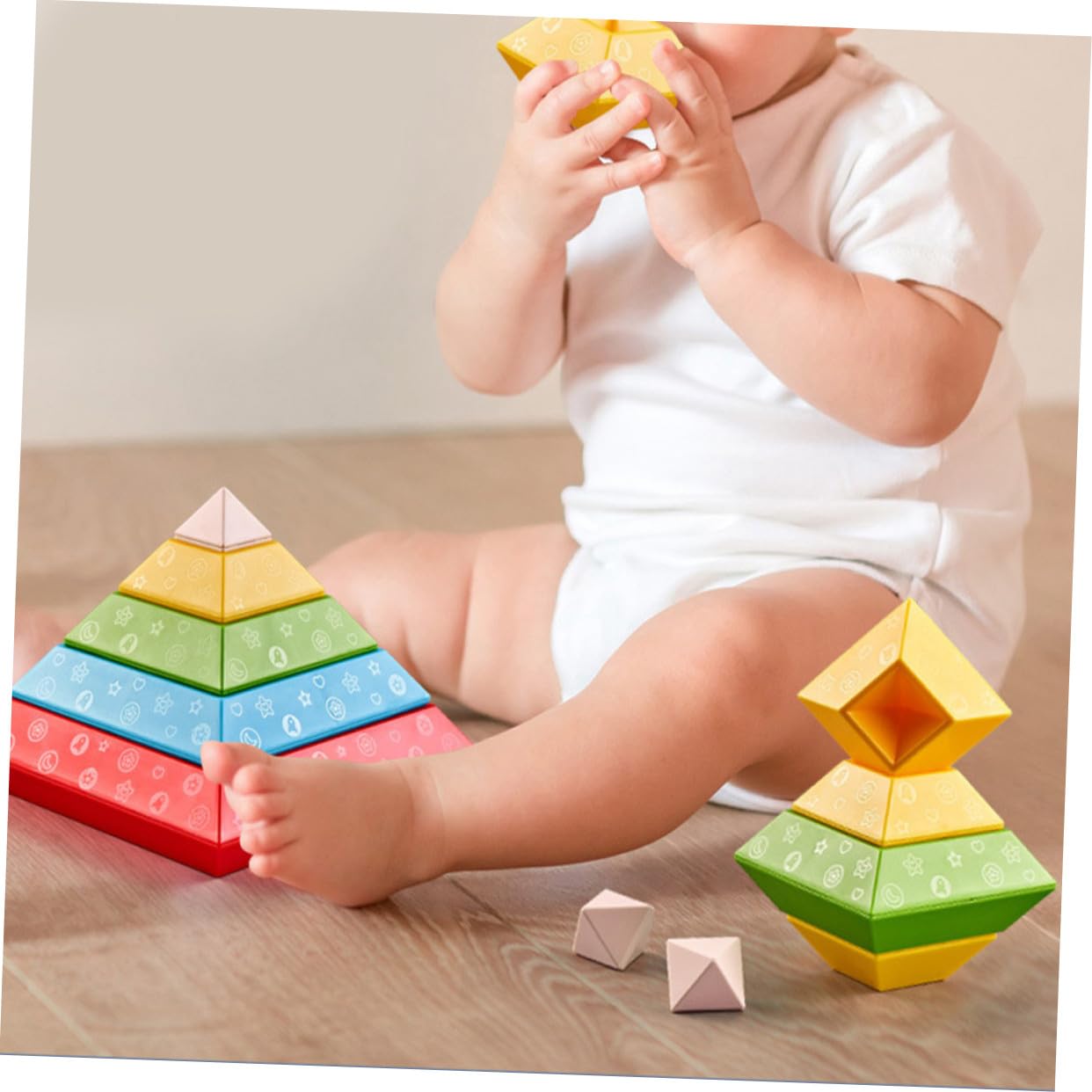 minkissy Bloques de Juguete 30 Piezas de Plástico Formas Geométricas