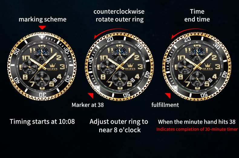 Image of OLEVS Watches for Men Stainless Steel Dress Men Watch with Date Big Face Chronograph Waterproof Luxury Fashion Watch Blue /Black /Gold /Green /Silver Face Relojes para Hombres