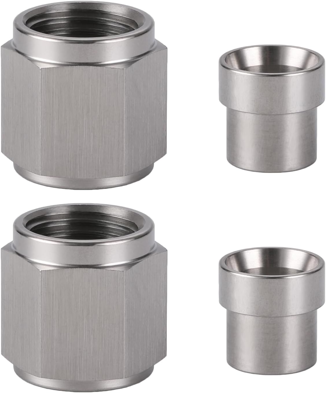 8AN Hardline Stainless Steel Tube Nut and 3/8 Sleeve Fitting for 3/8" OD Tubing, 2 Sets
