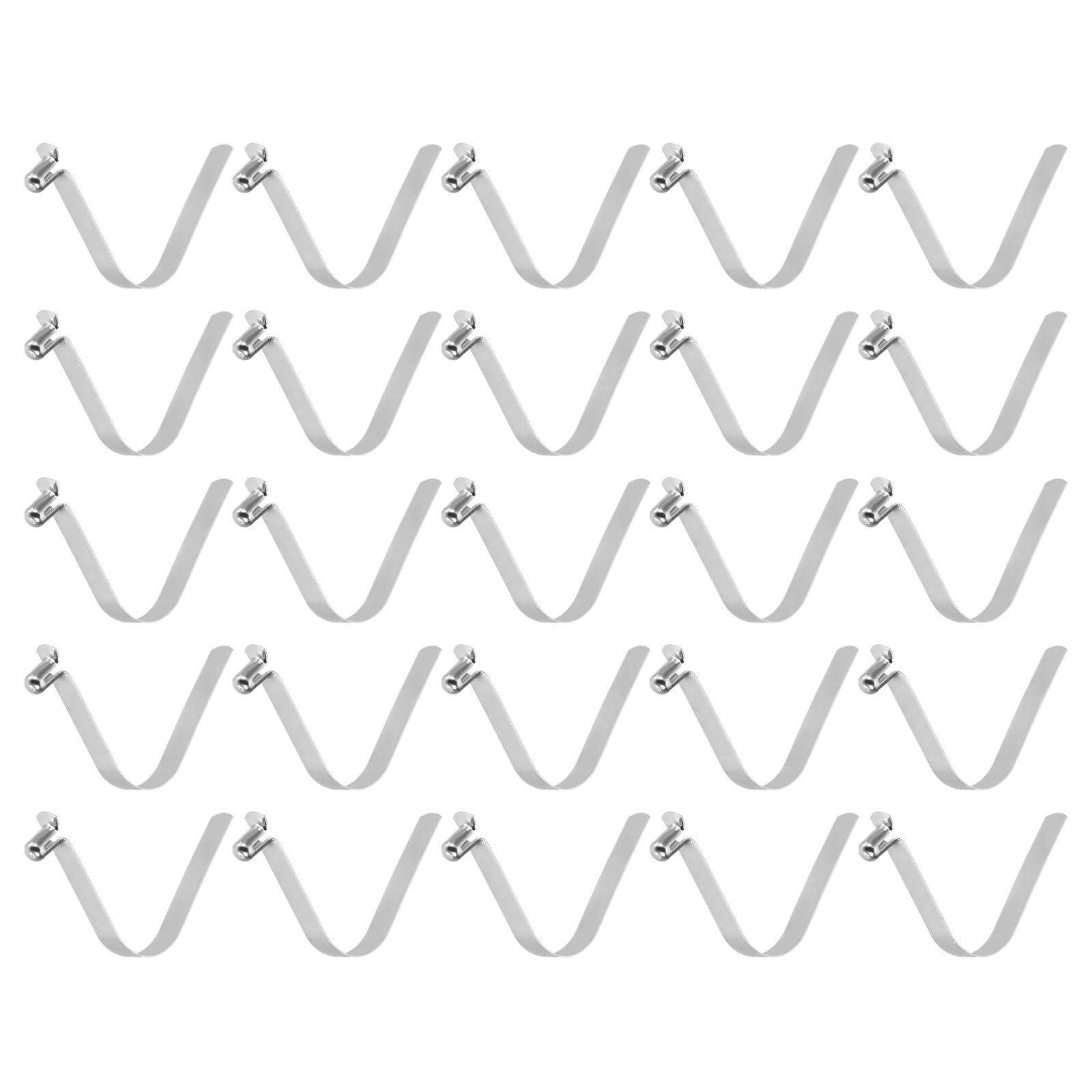sourcing map 25pcs Single Button Kayak Paddle Snap Spring Clip 5.8x10x49mm 65Mn Spring Steel V-Shaped Hollow Lift Telescopic Locking Tube Pole Clips for Tent Umbrella Camping