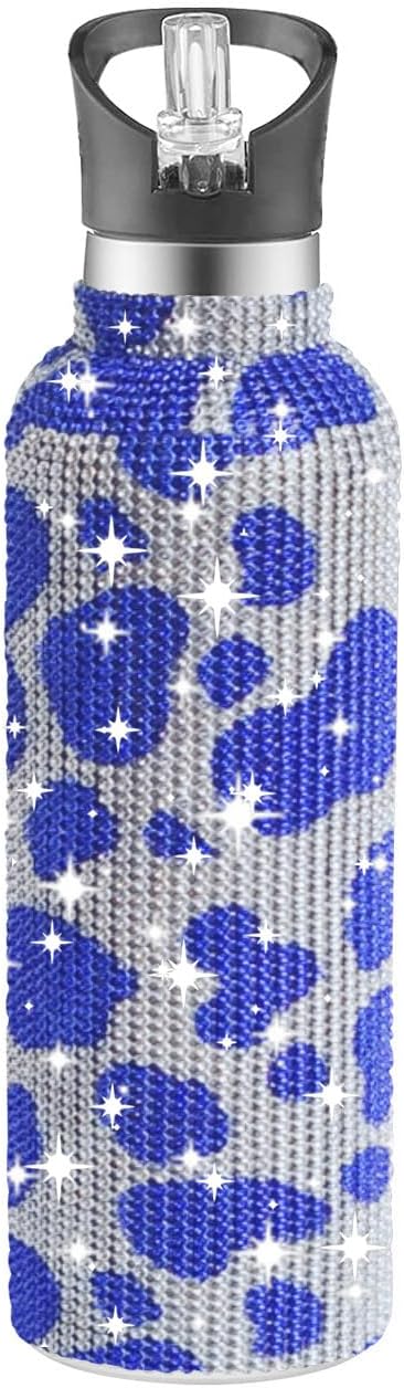 Bling Water Bottle Rhinestone, Diamond Water Bottle with Lid, Rhinestone Water Bottles for Women,Bling Tumblers 600ml（20oz,Black