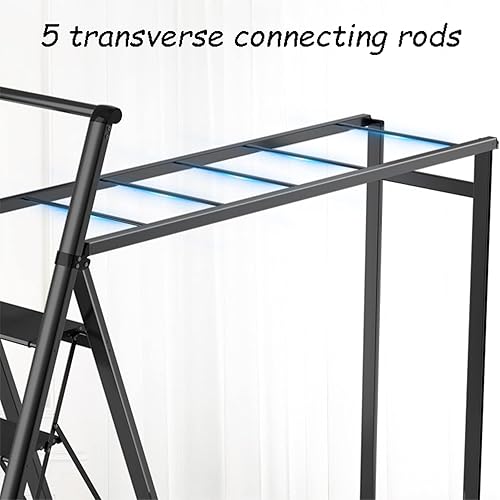 Miniatura 4 de XYXHEII Perchero de secado de ropa estante de lavandería plegable con varillas para colgar colgador de ropa de aleación de aluminio en interiores