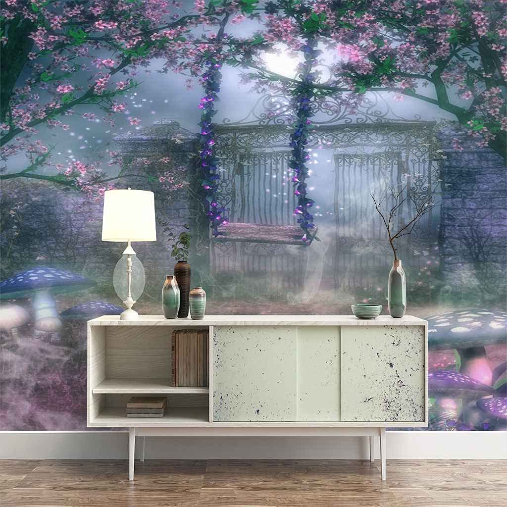 Canevas Papier Peint 3D Champignons Roses Rénovation Murale Salon 150x105