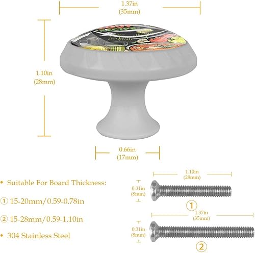 Miniatura 6 de 4 Packs Tomato Soup Recipe Menu Chalkboard Design Fluorescence Crystal Glass Cabinet Knobs Drawer Handles for Kitchen Cabinets Dresser Cupboard
