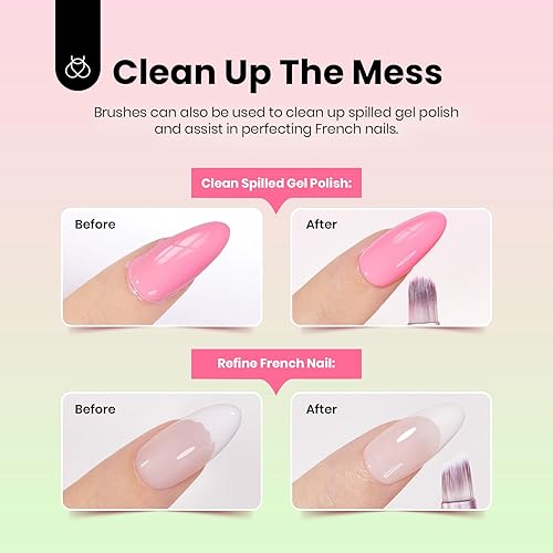 Miniatura 13 de Beetles - Juego de 6 pinceles de gel para arte de uñas, diseño de esmalte de gel, herramientas de pintura con pincel plano, pincel ovalado, pincel