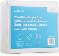 Vista 1 de Linenspa 2 Inch Mattress Topper Cover, Queen – Machine Washable, Breathable, Non Slip Covering with Zipper for Mattress Topper - Cover Only, White