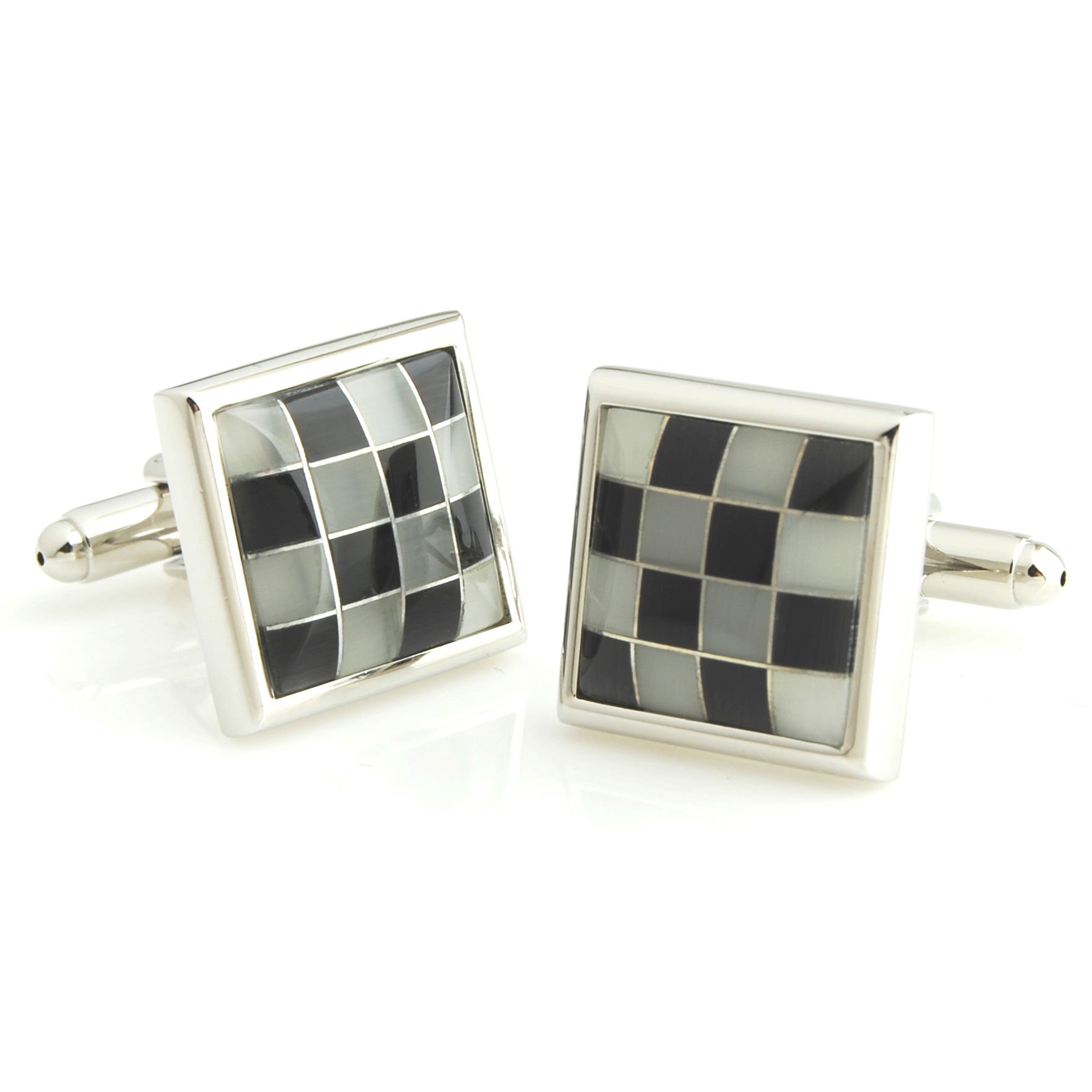 Peluche Natural Mother of Pearl Stone (Semi-precious) & Black Onyx Stone Cufflinks for Men (B01BOM4YT0) Amazon Price History, Amazon Price Tracker