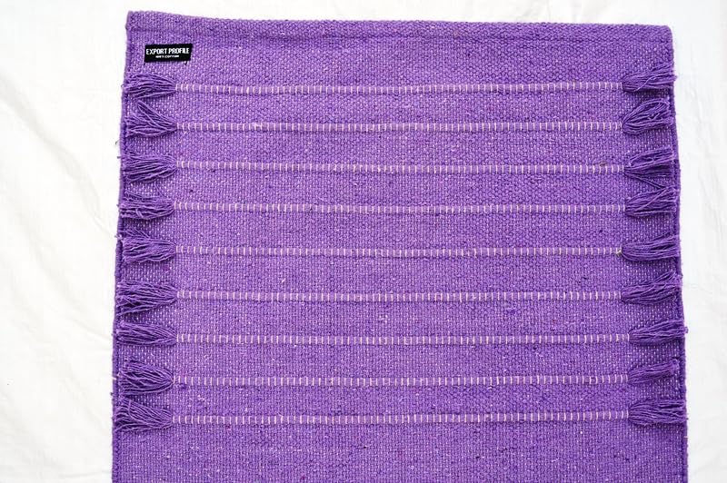 EXPORT PROFILE Handmade Organic Anti Slip Cotton Yoga Mat Natural Yoga Mat - Yoga Rug - Exercise, Workout, & Fitness Rug Made of 100% Cotton - Woven Material - Purple (24”x72”x5mm) — image 1