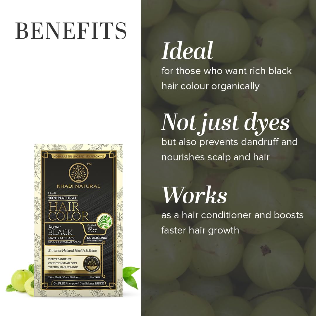 Khadi Natural Henna Based Hair Color | Herbal Natural Black Hair Color | Prevents dandruff. Promises hair growth. Suitable for all types of hair. 150 grams Khadi Natural Henna Based Hair Color | Herbal Natural Black Hair Color | Prevents dandruff. Promises hair growth. Suitable for all types of hair. 150 grams