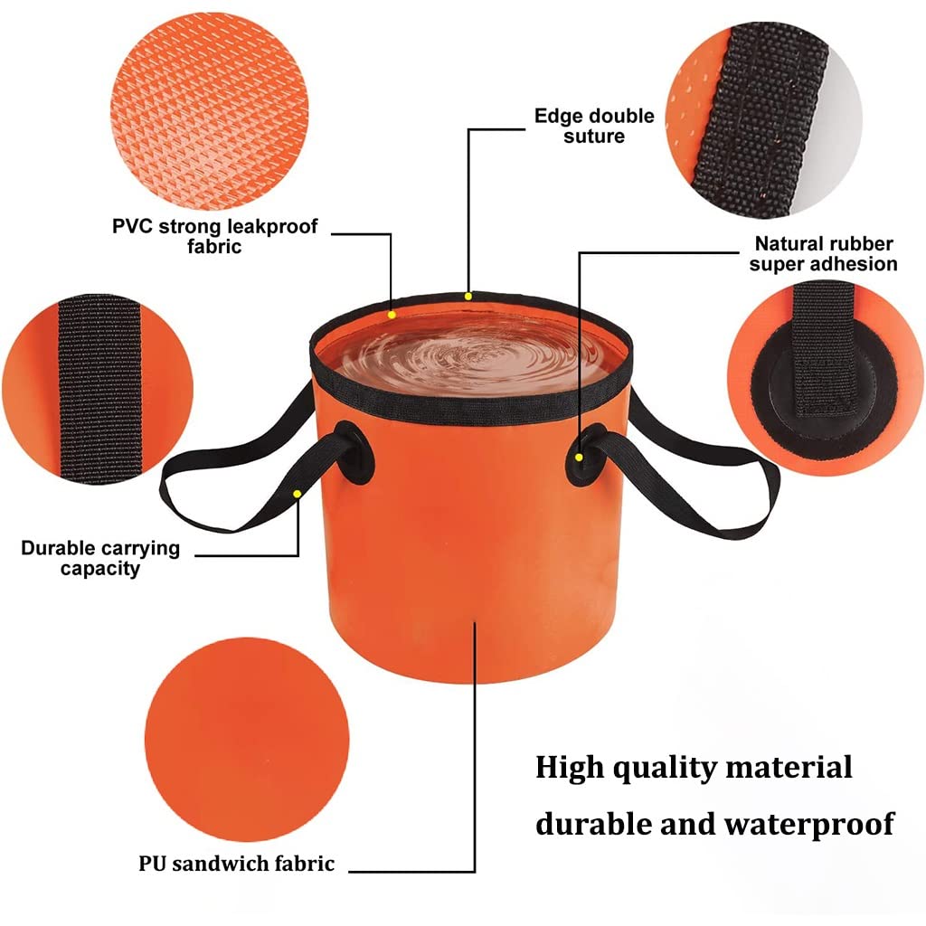 DUNAKE Faltbarer Eimer Camping, Klappbares Waschbecken, Multifunktionaler Tragbarer Wassereimer, Faltbare Runde Wanne Mit Griff, Für Reisen, Camping, Angeln, Gartenarbeit (Color : Green, Size : 10L)