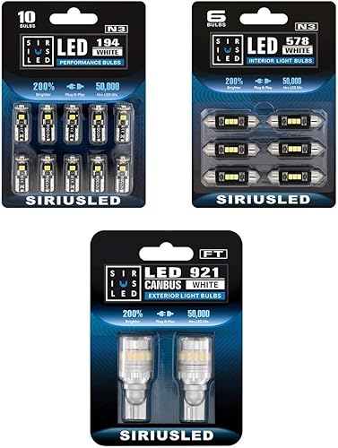 Paquete de luces LED de respaldo y interior de automóvil de EE. UU