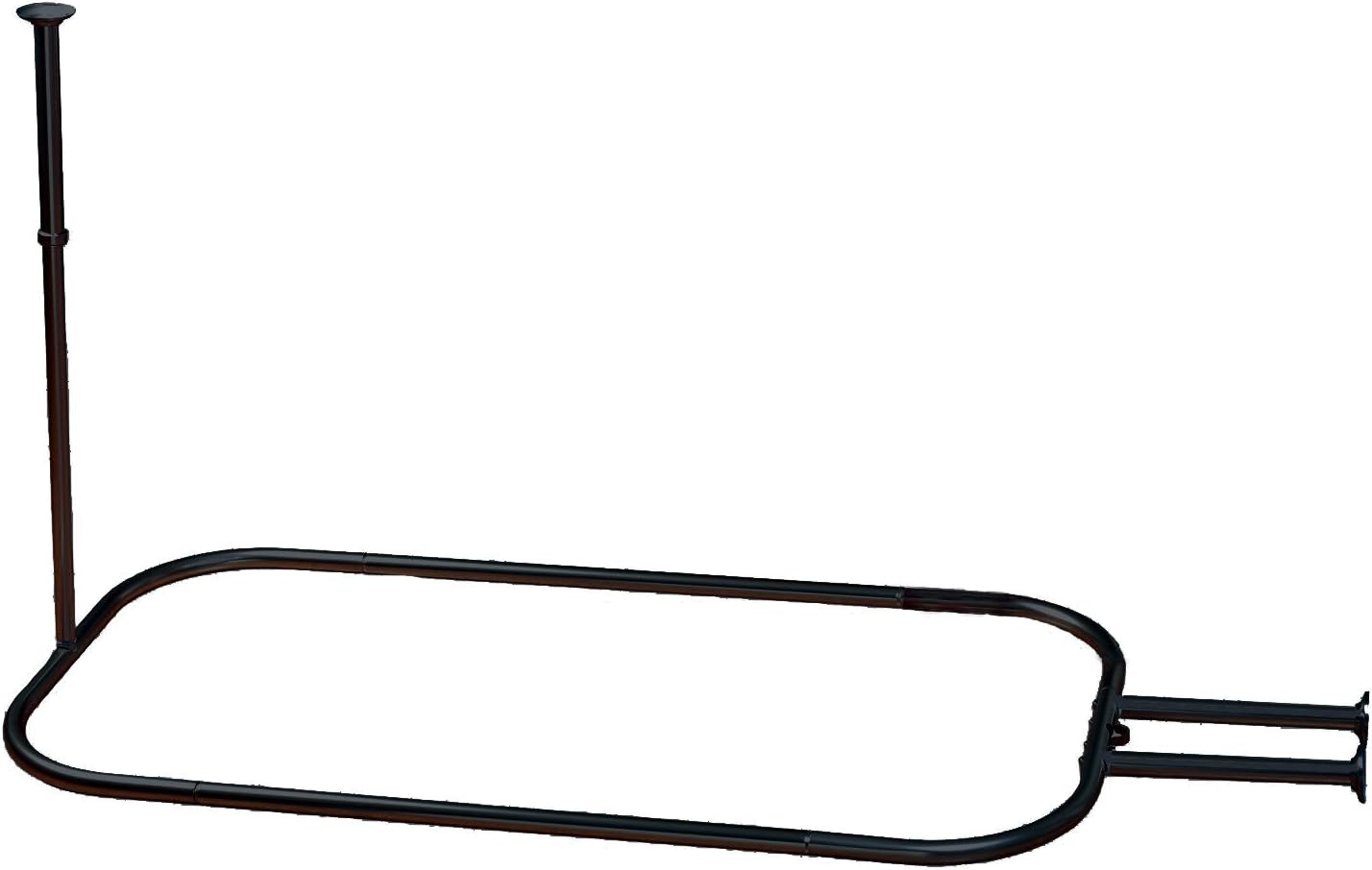 Commercial Never Rust Aluminum Oval Hoop Shower Rod with Ceiling Support for Clawfoot Freestanding Tubs - 58"L x 24"W - DARK OIL RUBBED BRONZE